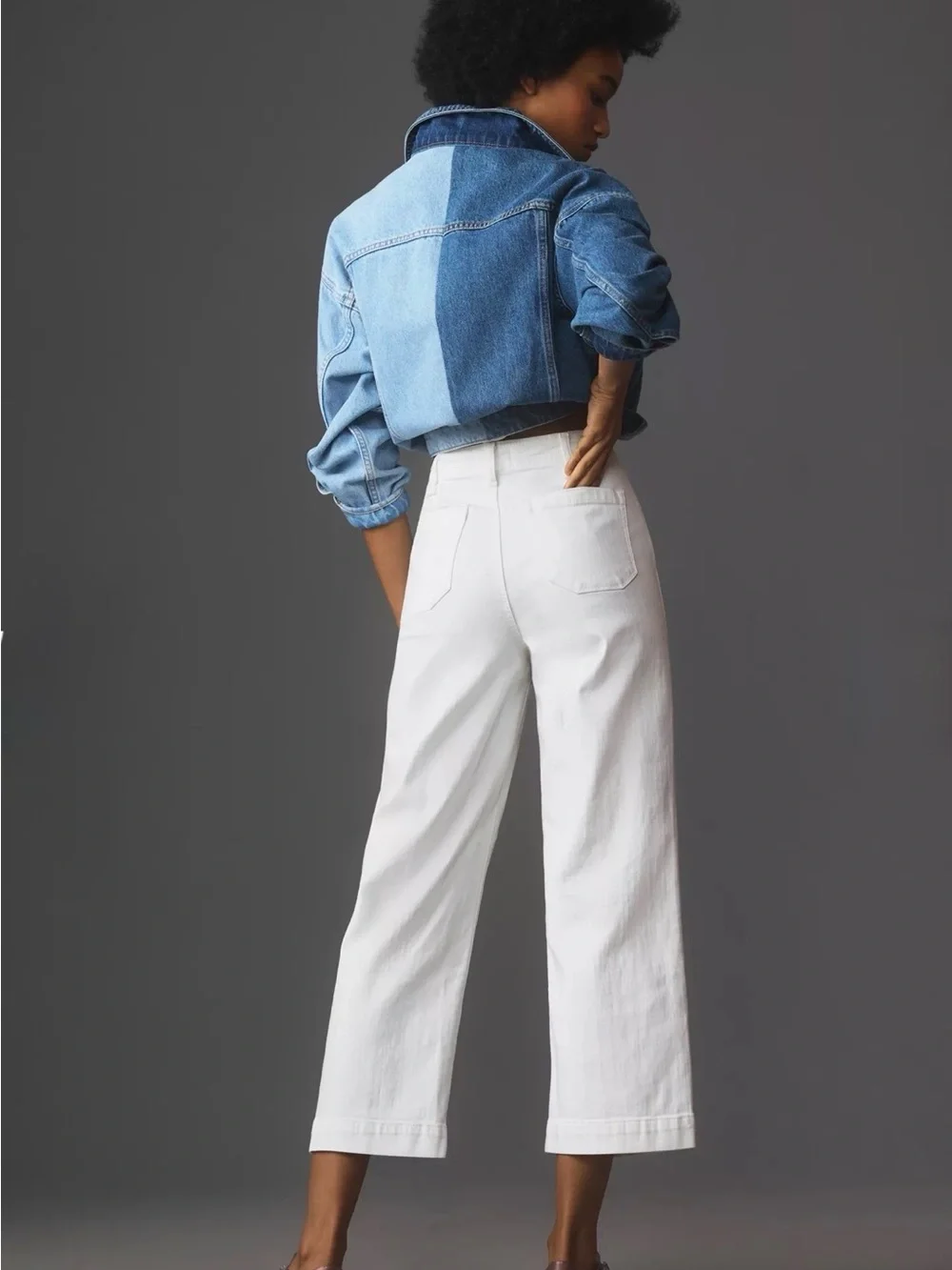 PAIGE Nellie White Wide Leg Crop Jeans Anthropologie Women’s Size 28
